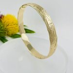 Oval Bamboo Bracelet Manufacturer - Hawaiian Heritage Jewelry Adult Brass Bangle 14K Gold Color 5 Sizes Available Ready to Ship Jewelry