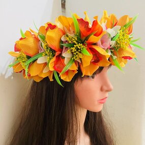 Polynesian Aloha Big Orchid Lily Flower Headband Manufacturer - Haku Hair Accessories Artificial Island Tropical Party Decoration for Dancing