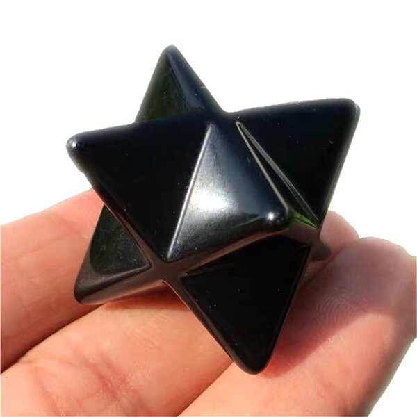 Obsidian Lucky Star Crystal Pyramid Manufacturer - Natural Quartz Points Polyhedron Merkaba Star for Decoration