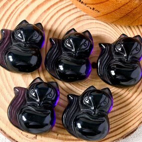 Mini Amethyst Carved Fox Pendant Manufacturer - Ready Hanging Decoration Gift