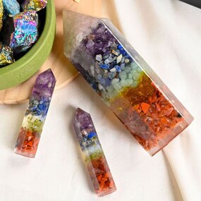 Amethyst and Tiger's Eye Resin Decorations Manufacturer - Natural Hexagonal Prisms Crushed Stones for Home Office Model