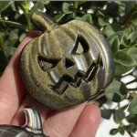 Silver Obsidian Pumpkin Ghost Head Carving Manufacturer - Natural Halloween Home Desktop Decoration