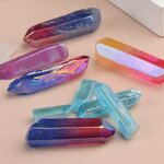 Single Crystal Wands Manufacturer - Natural Rainbow Hued Raw Stone Pendant Feng Shui Electroplated Craft Accessories