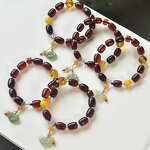 Blood Amber Bracelet Manufacturer - Natural Date Single-Strand with Hetian Jade 8mm Raw Ore Beeswax Accents Handcrafted