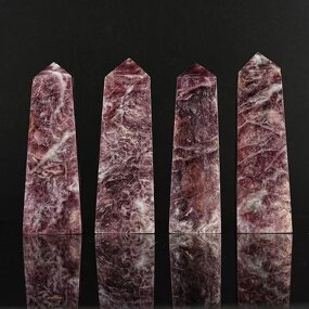 Lepidolite Crystal Pillar Manufacturer - Natural Single-Pointed Four-Sided Carved From Rough Stone Polished Raw