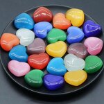 Cat's Eye Stone Heart Ornament Manufacturer - Large 30mm Handhold Colorful Heart-Shaped Loose Stone Craft