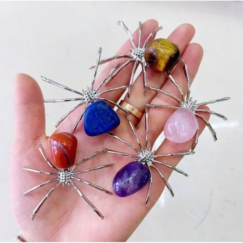 Halloween Spider Ornaments Manufacturer - Natural Crystal Tumbled Stone Figurines Decorative Props