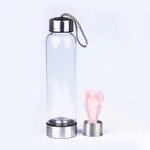 Rose Pink Quartz Crystal Point Water Bottle Manufacturer - Natural Infused With Angel
