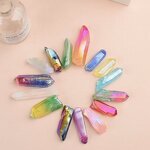 Single Crystal Wands Manufacturer - Natural Rainbow Hued Raw Stone Pendant Feng Shui Electroplated Craft Accessories