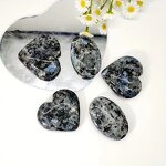 Heart-Shaped Palm Stones Manufacturer - Natural Crystal Black Flash Stone Polished From Raw