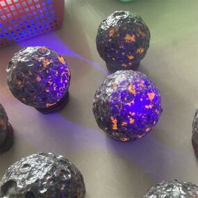 Fluorescent Crystal Flame Stone Moon Sphere Manufacturer - Natural Hand-Carved Engraving Durable Desktop with Fire Spirit