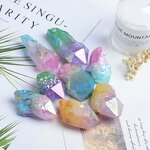 Iridescent Home Decor Crafts Manufacturer - Natural Crystal Electroplated Two-Tone Single with Polished Engraving Plated Clusters