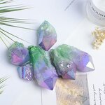 Iridescent Home Decor Crafts Manufacturer - Natural Crystal Electroplated Two-Tone Single with Polished Engraving Plated Clusters