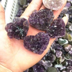 Amethyst Cluster Heart Specimen Manufacturer - Natural Raw Stone Polished Ornament for Home Decor Handmade