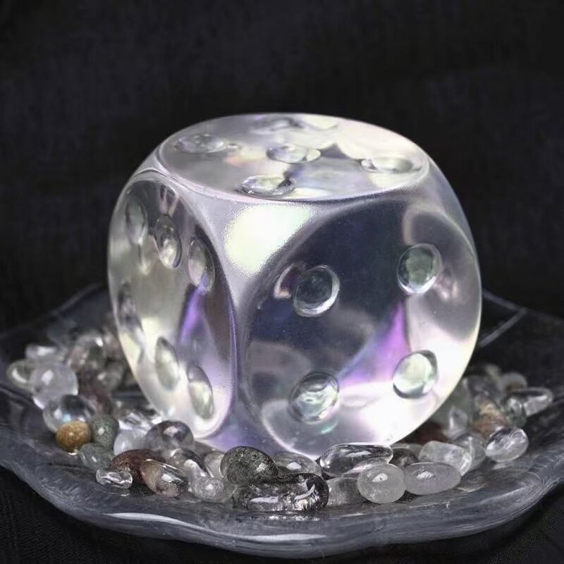White Smelted Crystal Dice Ornament Manufacturer - Natural Electroplated Decorative Craft for Study Living Room