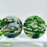 Moss Agate Slice Manufacturer - High Quality Crystal Round Engraved Love Theme for Home Decoration Gift