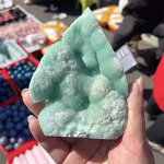 Hemimorphite Stone Ornament Manufacturer - Wholesale Natural Polished Flame Crystal Carved Palm Shape Engraving Home Decor