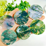 Moss Agate Slice Manufacturer - High Quality Crystal Round Engraved Love Theme for Home Decoration Gift