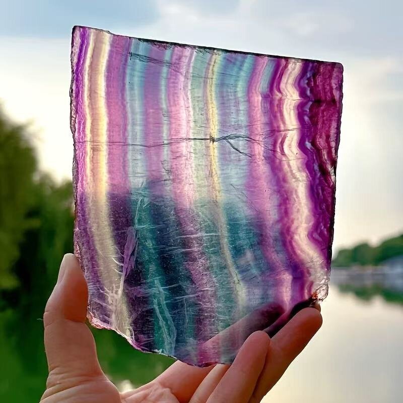 Rainbow Fluorite Slabs Manufacturer - High Quality Natural Polished Crystal Craft for Home Decoration Feng Shui Love Mascot