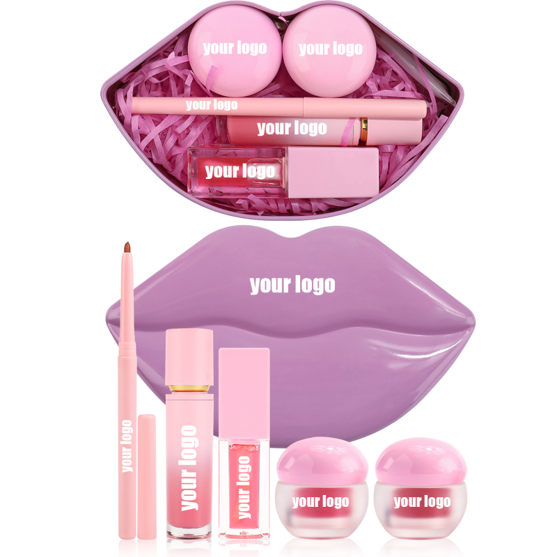 Lip Kit Set Factory - 5in 1 Pink Lip Gloss Gift Set Holiday Makeup