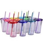 Boba Milk Tea Plastic Tumbler Manufacturer - Custom Logo Advertising Gift Reusable 16oz 480ml Bpa Free Transparent with Colorful Straw Lid