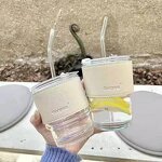 Glass Tumbler Manufacturer - INS Style Home 13oz with Leather Lid Cap Straw for Coffee Milk Juice