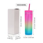 Acrylic Gradient Tumbler Manufacturer - Personalized Promotional Gift 16oz Matte Rainbow Skinny with Lid Straw for Party