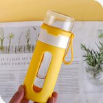 Glass Water Bottle Manufacturer - New Advertising Gift 400ml Macaron Pink Leakage-proof with Rope Lid Eco-Friendly Back School