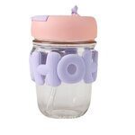 Coffee Juice Glass Tumbler Manufacturer - Promotional Gift Cute Ins Style 12oz Hoho with Straw and Pearl Chain