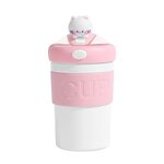 Glass Water Bottle Manufacturer - Cute Bear Design Transparent Leak-Proof with Lid Straw for Coffee Milk Tea Portable