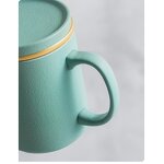 Ceramic Tea Infuser Mug Manufacturer - Promotional Corporate Gift 380ml Glaze Gold Rim Sublimation with Lid Handle BPA Free Dishwasher Safe