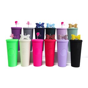 Studded Cup Tumbler Manufacturer - Luxury 24oz Reusable Multi-color Matte Double Wall Insulation with Lid and Bow