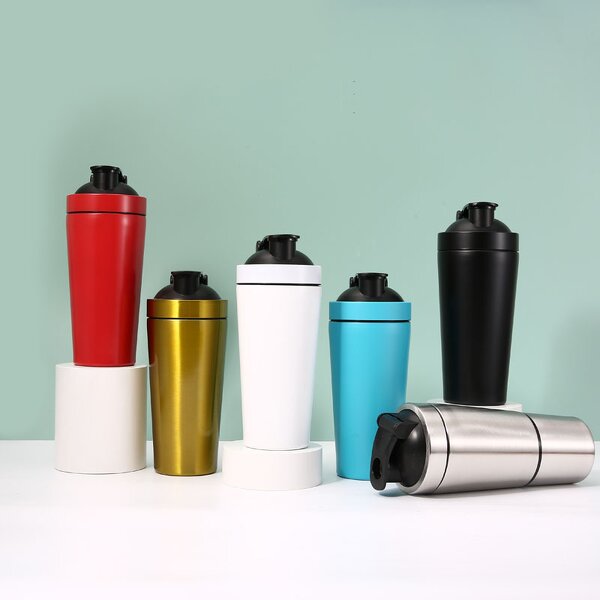 Gym Coffee Protein Shaker Manufacturer - Wholesale 500ml Single Wall Stainless Steel Water Bottle Leakproof with Volume Marker Promotional