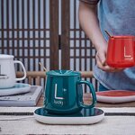 Ceramic Coffee Mug Manufacturer - Custom Logo Wedding Favor Gift Smart Green with Electric Warmer and Spoon