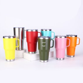 Travel Tumbler Manufacturer - Promotional Festival Gifts 30oz Army Green Stainless Steel Insulation Vacuum Handgrip for Milk Beer Coffee
