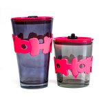 Glass Juice Coffee Cup Manufacturer - New Arrival Holiday Gift 350ml Lover's Bpa Free Plum with Lid Straw Eco-Friendly Modern