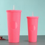 Coffee Drink Cup Tumbler Manufacturer - Wholesale 2 in 1 Promotional Gift 16oz 30oz Studded with Straw and Lid