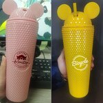 Double Wall Plastic Water Bottle Manufacturer - 750ml Custom DIY Christmas Party Travel Studded Cup Tumbler with Lids Straws