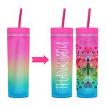 Acrylic Gradient Tumbler Manufacturer - Personalized Promotional Gift 16oz Matte Rainbow Skinny with Lid Straw for Party