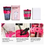Glass Juice Coffee Cup Manufacturer - New Arrival Holiday Gift 350ml Lover's Bpa Free Plum with Lid Straw Eco-Friendly Modern