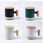 Ceramic Milk Coffee Cup Manufacturer - Promotional Advertising Gift Creative Two Tone Color Sublimation Porcelain with Bamboo Handle