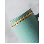 Ceramic Tea Infuser Mug Manufacturer - Promotional Corporate Gift 380ml Glaze Gold Rim Sublimation with Lid Handle BPA Free Dishwasher Safe