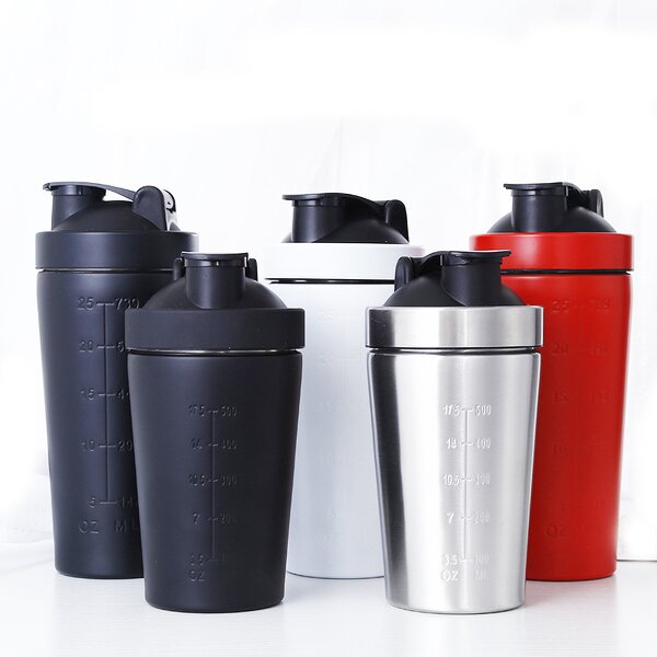 Protein Shaker Cup Manufacturer - Custom Logo 500ml Stainless Steel Sports Gym Boba Tumbler with Stirring Ball
