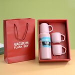 Travel Water Bottle Manufacturer - Custom Logo 500ml Pink Stainless Steel Vacuum Insulated Thermos Coffee Cup Gift Box Set