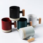 Ceramic Milk Coffee Cup Manufacturer - Promotional Advertising Gift Creative Two Tone Color Sublimation Porcelain with Bamboo Handle