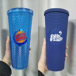 Studded Cold Drink Cup Tumbler Manufacturer - Custom Logo 24 oz Navy Blue BPA Free Heat Insulation Rivet