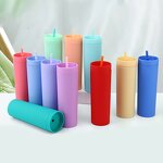 Acrylic Cold Brew Tumbler Manufacturer - Wholesale Giveaway Gift 16oz White Plastic Double Walled Skinny with Straw Lid Food Safe