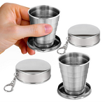 Collapsible Shot Cup Manufacturer - Custom Logo Mini Reusable Giveaways Portable Outdoor Travel 2oz 5oz 8oz Keychain Stainless Steel