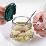 Glass Mug Manufacturer - Best-selling Ins Style Ladies Home Creative Couple 12oz with Spoon Lid Anti-scald for Coffee Milk Juice