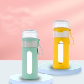 Glass Water Bottle Manufacturer - New Advertising Gift 400ml Macaron Pink Leakage-proof with Rope Lid Eco-Friendly Back School